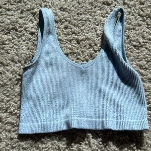 Baby blue ribbed knit tank